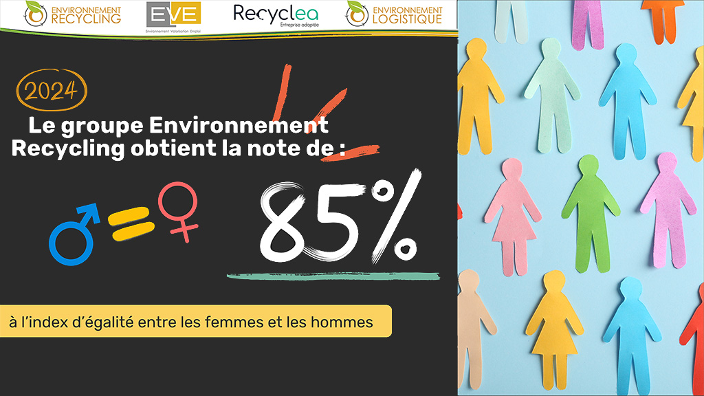 Groupe Environnement Recycling obtient la note de 85% à l'index d'égalité entre les femmes et hommes.